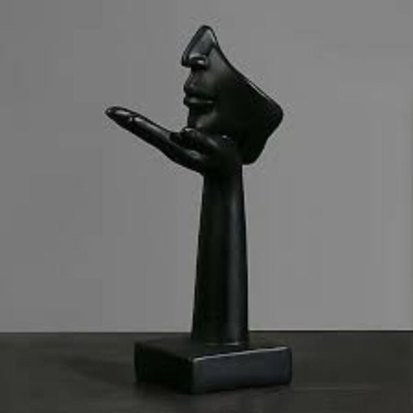Modern Abstract Black Face &amp; Hand Statue