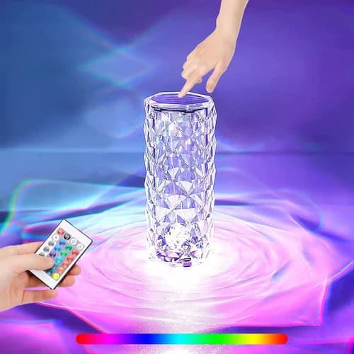 Crystal Diamond Table Lamp with Remote, 16 Color Changing